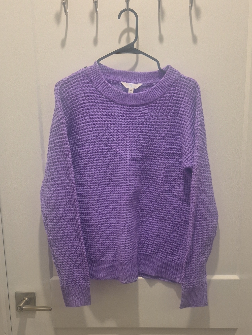 Time and Tru Purple Textured Crewneck Sweater